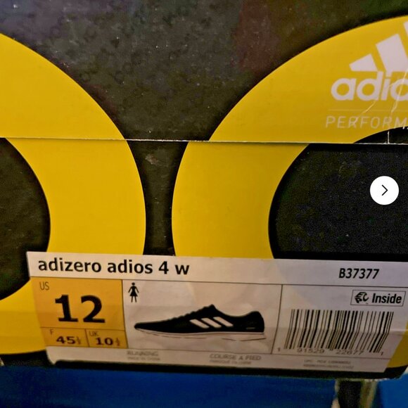 adidas Adizero Adios 4 12 Wmn Black White Running Shoes B37377 11 Men NIB 45 1/3